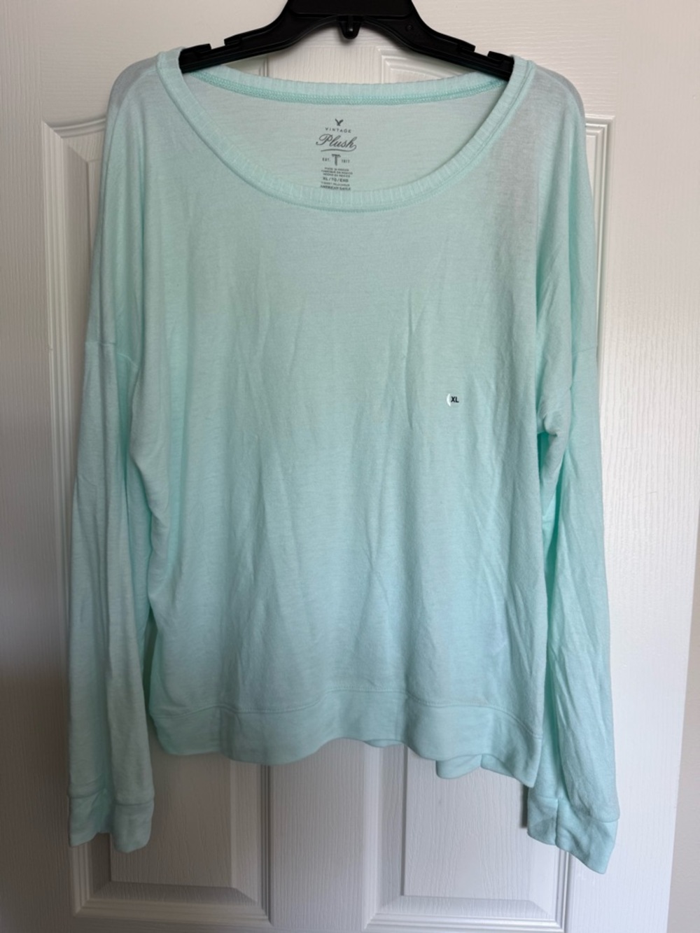 American Eagle Outfitters Light Blue Long Sleeve Scoop Neck Top
